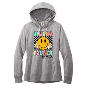 Hello Fourth Grade Retro Smile Team 4th Grade Back to School Women's Fleece Hoodie