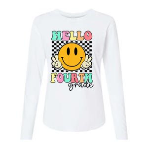 Hello Fourth Grade Retro Smile Team 4th Grade Back to School Womens Cotton Relaxed Long Sleeve T-Shirt