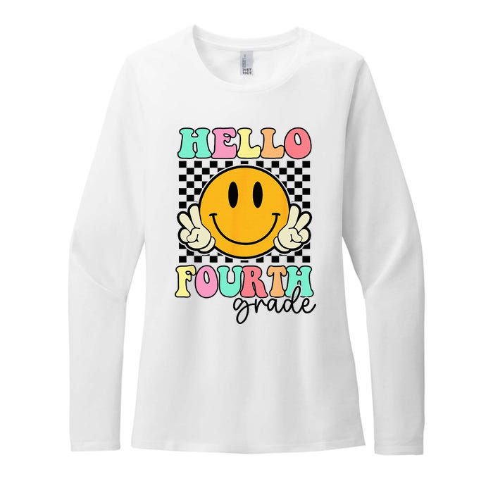 Hello Fourth Grade Retro Smile Team 4th Grade Back to School Womens CVC Long Sleeve Shirt