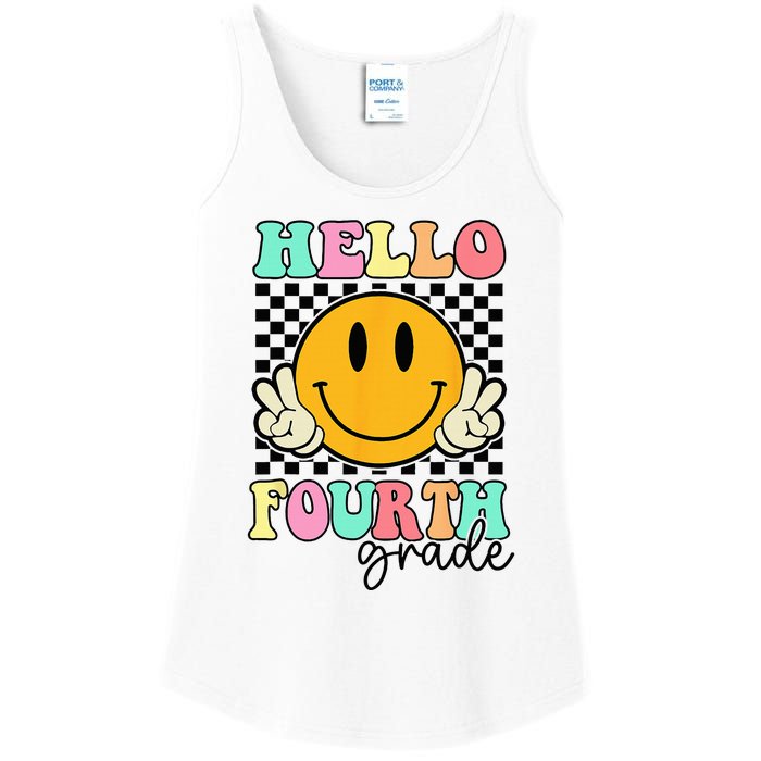 Hello Fourth Grade Retro Smile Team 4th Grade Back to School Ladies Essential Tank