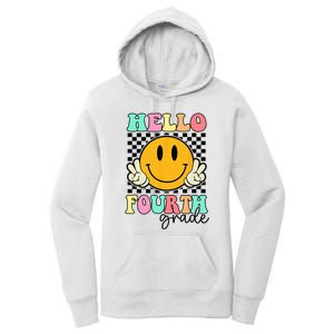 Hello Fourth Grade Retro Smile Team 4th Grade Back to School Women's Pullover Hoodie