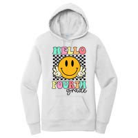 Hello Fourth Grade Retro Smile Team 4th Grade Back to School Women's Pullover Hoodie