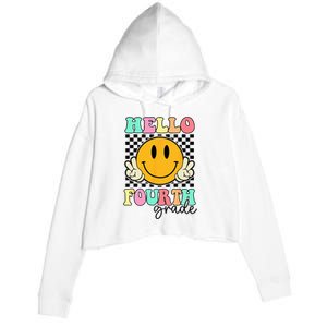 Hello Fourth Grade Retro Smile Team 4th Grade Back to School Crop Fleece Hoodie