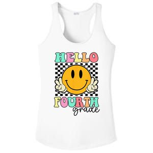 Hello Fourth Grade Retro Smile Team 4th Grade Back to School Ladies PosiCharge Competitor Racerback Tank