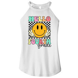 Hello Fourth Grade Retro Smile Team 4th Grade Back to School Women's Perfect Tri Rocker Tank