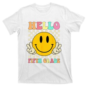 Hello Fifth Grade Hippie Smile Face 5th Grade Back To School T-Shirt