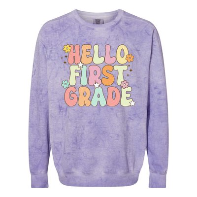 Hello First Grade Team 1st Grade Back To School Teacher Colorblast Crewneck Sweatshirt