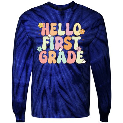 Hello First Grade Team 1st Grade Back To School Teacher Tie-Dye Long Sleeve Shirt