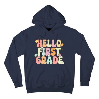 Hello First Grade Team 1st Grade Back To School Teacher Tall Hoodie