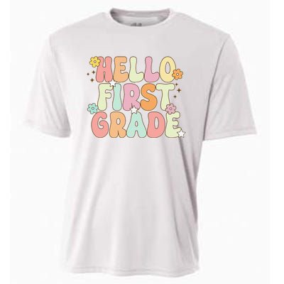 Hello First Grade Team 1st Grade Back To School Teacher Cooling Performance Crew T-Shirt