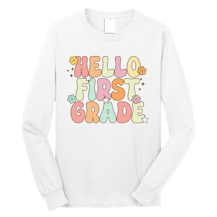 Hello First Grade Team 1st Grade Back To School Teacher Long Sleeve Shirt