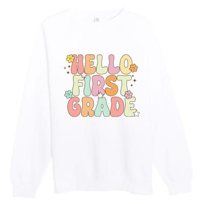 Hello First Grade Team 1st Grade Back To School Teacher Premium Crewneck Sweatshirt