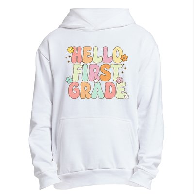 Hello First Grade Team 1st Grade Back To School Teacher Urban Pullover Hoodie