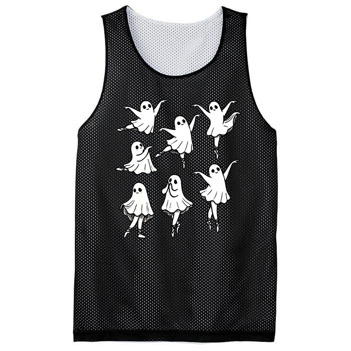 Halloween Funny Ghost Ballet Dancer Spooky Dance Teacher Gift Mesh Reversible Basketball Jersey Tank