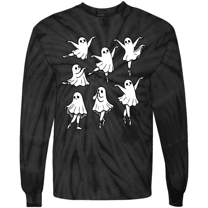 Halloween Funny Ghost Ballet Dancer Spooky Dance Teacher Gift Tie-Dye Long Sleeve Shirt