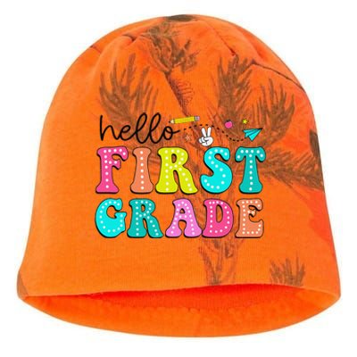 Hello First Grade Teacher Back To School First Day Gift Kati - Camo Knit Beanie