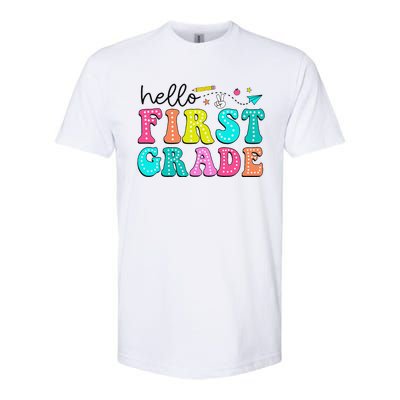 Hello First Grade Teacher Back To School First Day Gift Softstyle® CVC T-Shirt