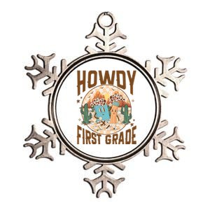 Howdy First Grade Western Teacher Metallic Star Ornament