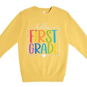 Hello First Grade Team 1st Grade Back To School Teacher Premium Crewneck Sweatshirt