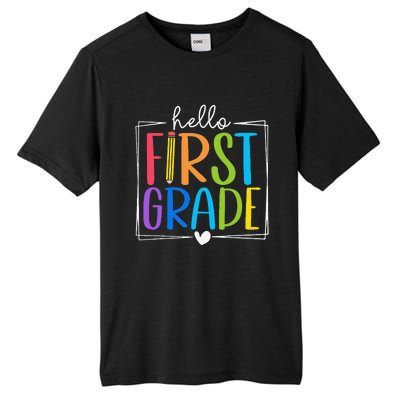 Hello First Grade Team 1st Grade Back To School Teacher Tall Fusion ChromaSoft Performance T-Shirt