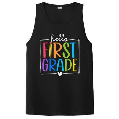 Hello First Grade Team 1st Grade Back To School Teacher PosiCharge Competitor Tank