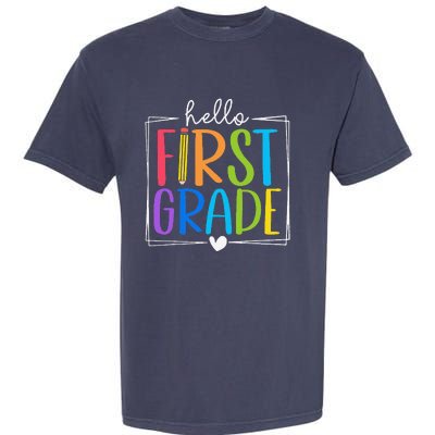 Hello First Grade Team 1st Grade Back To School Teacher Garment-Dyed Heavyweight T-Shirt