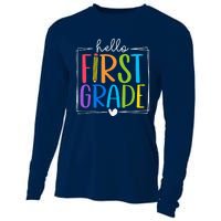 Hello First Grade Team 1st Grade Back To School Teacher Cooling Performance Long Sleeve Crew