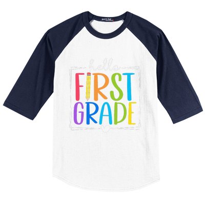 Hello First Grade Team 1st Grade Back To School Teacher Baseball Sleeve Shirt