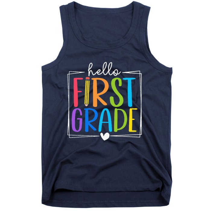 Hello First Grade Team 1st Grade Back To School Teacher Tank Top