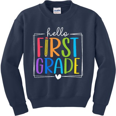 Hello First Grade Team 1st Grade Back To School Teacher Kids Sweatshirt