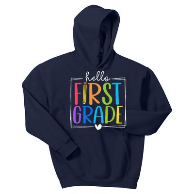 Hello First Grade Team 1st Grade Back To School Teacher Kids Hoodie