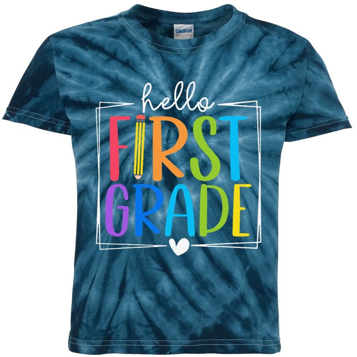 Hello First Grade Team 1st Grade Back To School Teacher Kids Tie-Dye T-Shirt