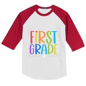 Hello First Grade Team 1st Grade Back To School Teacher Kids Colorblock Raglan Jersey