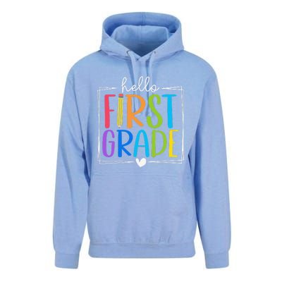 Hello First Grade Team 1st Grade Back To School Teacher Unisex Surf Hoodie