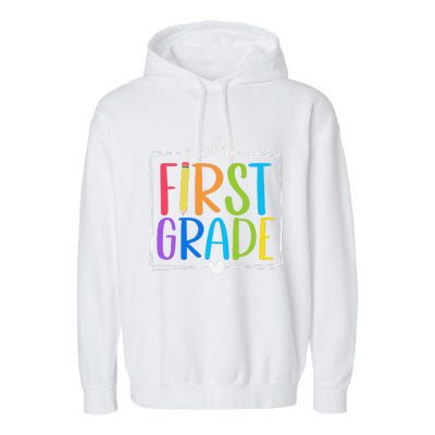 Hello First Grade Team 1st Grade Back To School Teacher Garment-Dyed Fleece Hoodie