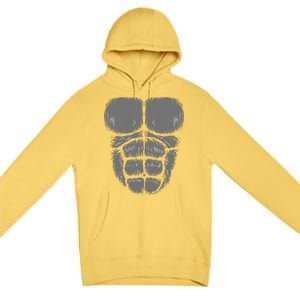 Halloween Funny Gorilla Monkey Belly Chest Costume Premium Pullover Hoodie