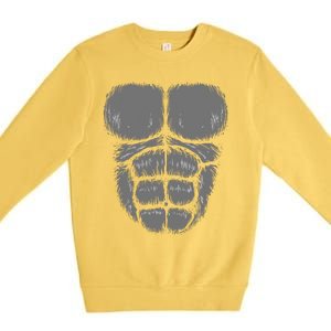 Halloween Funny Gorilla Monkey Belly Chest Costume Premium Crewneck Sweatshirt