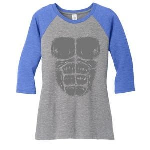 Halloween Funny Gorilla Monkey Belly Chest Costume Women's Tri-Blend 3/4-Sleeve Raglan Shirt