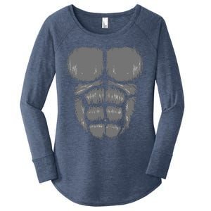 Halloween Funny Gorilla Monkey Belly Chest Costume Women's Perfect Tri Tunic Long Sleeve Shirt