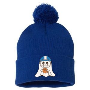 Halloween Football Ghost Mascot And Sports Lovers Funny Gift Pom Pom 12in Knit Beanie