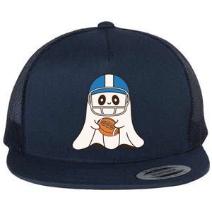 Halloween Football Ghost Mascot And Sports Lovers Funny Gift Flat Bill Trucker Hat