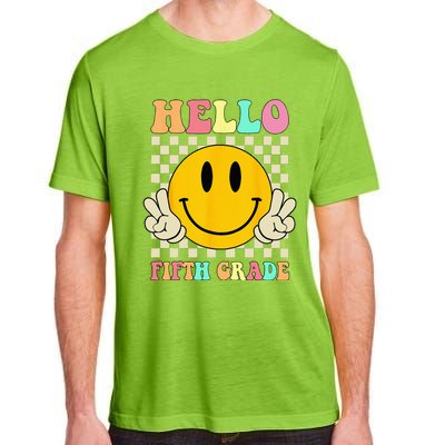 Hello Fifth Grade Hippie Smile Face 5th Grade Back To School Adult ChromaSoft Performance T-Shirt