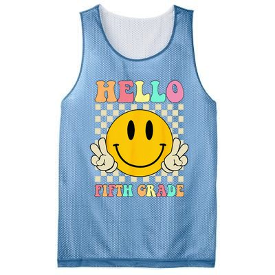 Hello Fifth Grade Hippie Smile Face 5th Grade Back To School Mesh Reversible Basketball Jersey Tank