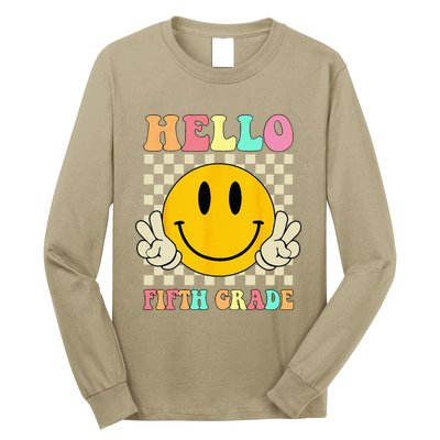 Hello Fifth Grade Hippie Smile Face 5th Grade Back To School Long Sleeve Shirt