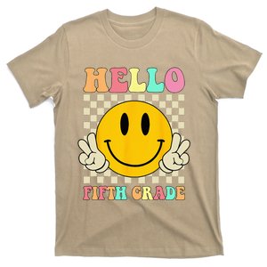 Hello Fifth Grade Hippie Smile Face 5th Grade Back To School T-Shirt