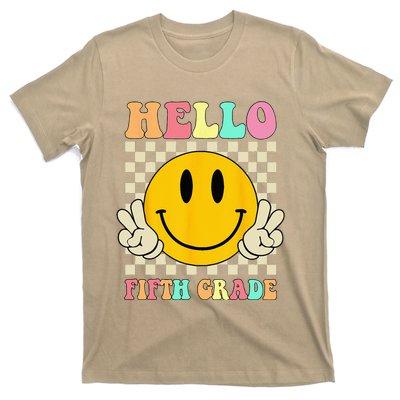 Hello Fifth Grade Hippie Smile Face 5th Grade Back To School T-Shirt