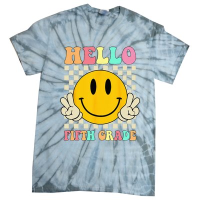 Hello Fifth Grade Hippie Smile Face 5th Grade Back To School Tie-Dye T-Shirt