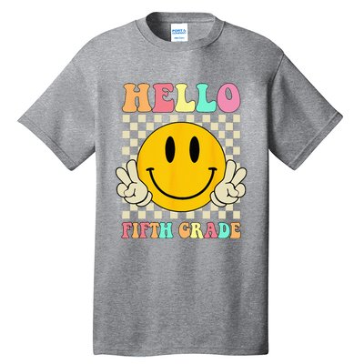 Hello Fifth Grade Hippie Smile Face 5th Grade Back To School Tall T-Shirt