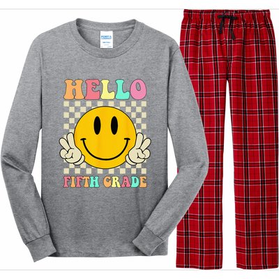 Hello Fifth Grade Hippie Smile Face 5th Grade Back To School Long Sleeve Pajama Set