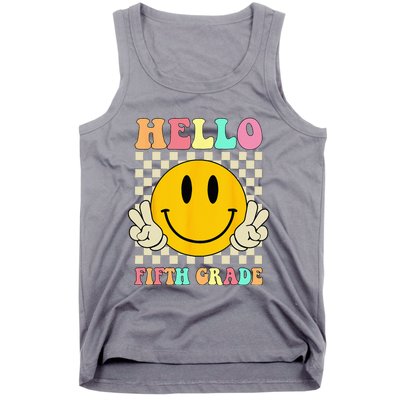 Hello Fifth Grade Hippie Smile Face 5th Grade Back To School Tank Top